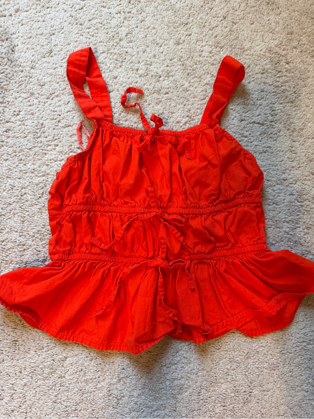 Bright Red Ruffled Tank Top - Picture 4 of 4